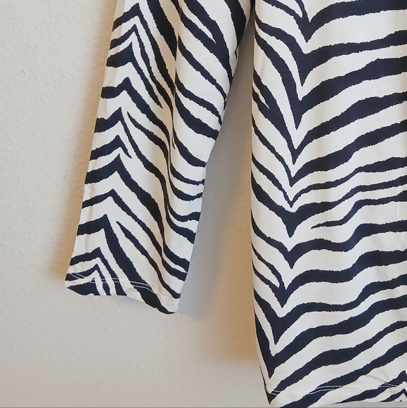 Ann Taylor Zebra Print Shawl Collar Wrap Blouse Top - Picture 7 of 11
